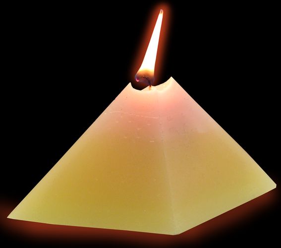 Medium Pyramid Cash Candle - Medium Pyramid Money Candle - Burning